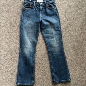 MOTHER Denim Jeans in Medium Blue with Copper Rivets